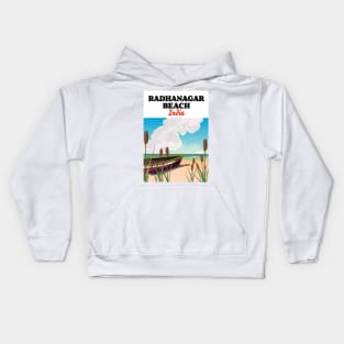 Radhanagar Beach India travel poster Kids Hoodie